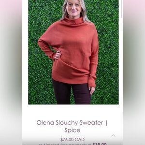 Bluivy Oversized Cowl Neck Dolman Knit Sweater – Rust Orange – S/M